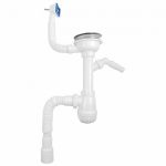 B0147 Сифон для мойки 3 1/2"х40 с мет.реш. с прямоуг. переливом с отв. с/м с г.т. 40х40/50