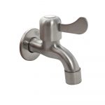 Кран водоразборный на 1/2", 10 см от стены, металлокерамика, с аэратором, нерж 9257