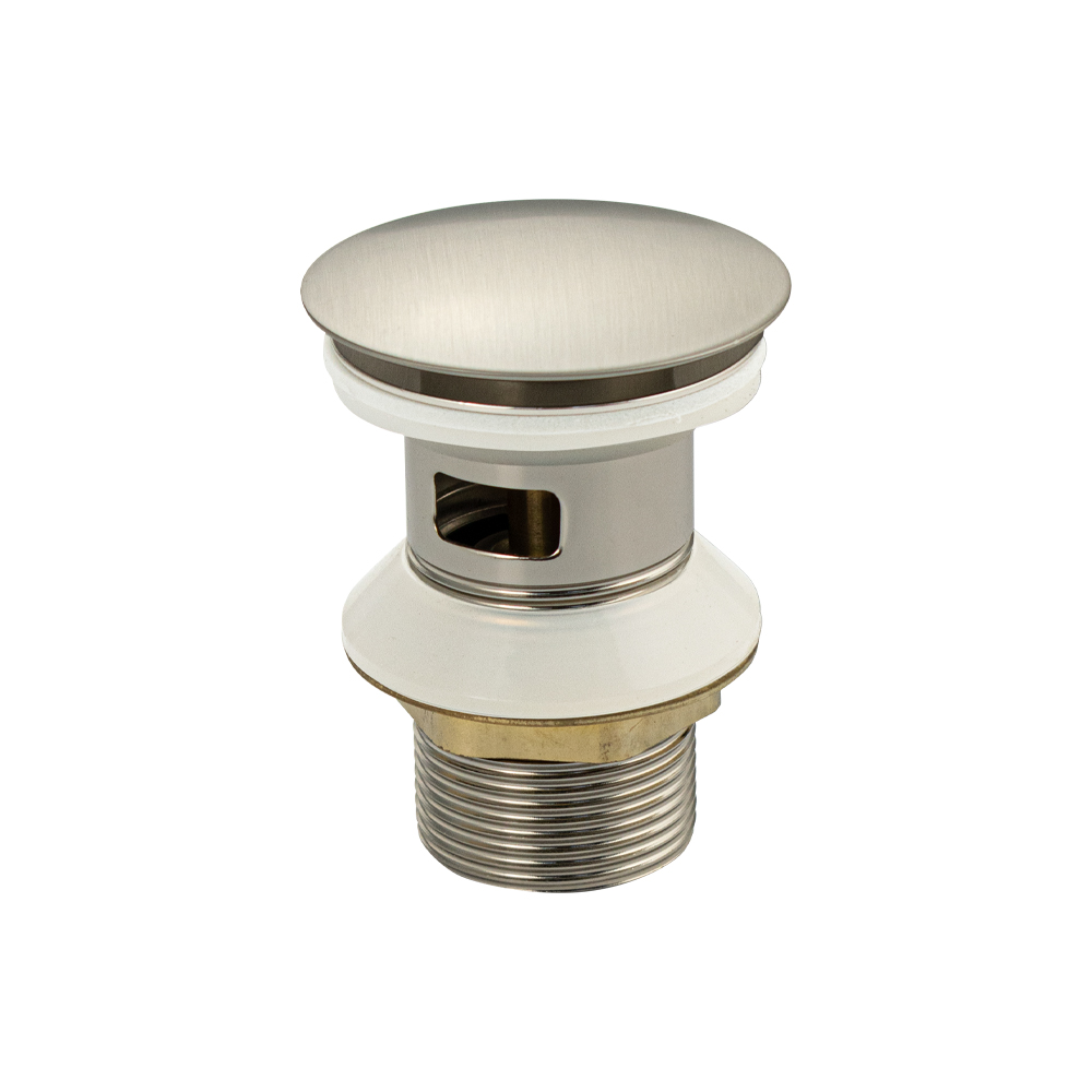 Верхняя часть (донный клапан) сифона - автомата на раковину с переливом, цвет САТИН, из нержавеющей