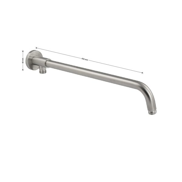 Кронштейн для тропического душа с внешней подводкой, длина 400 мм, из нержавеющей стали, цвет САТИН.