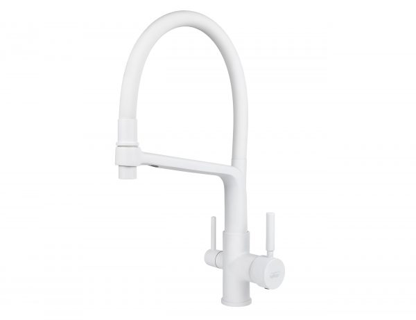 Смеситель VIKO кухня боковой под фильтр Ø35 с белым гибким изливом, корпус: белый (латунь