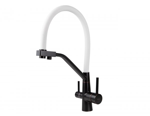 Смеситель VIKO для кухни под фильтр с гибким изливом Ø35, нерж. сталь (корпус/излив: бронза черная/б